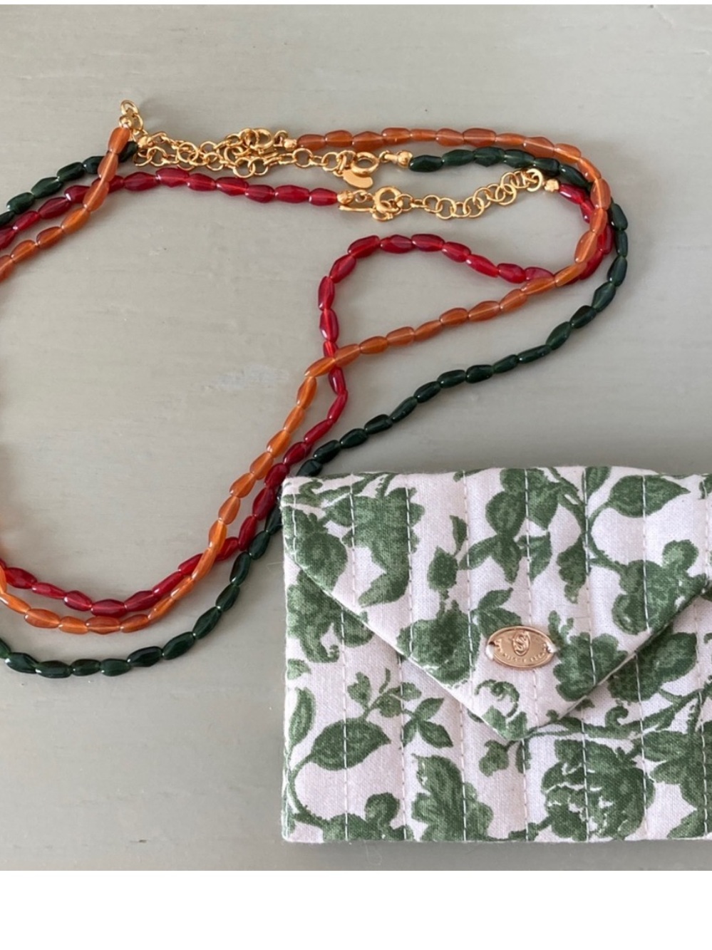 Sezane Flora Earrings, Amandine Bracelet and Clem Necklace
Color: Carmine Red - Picture 13 of 14